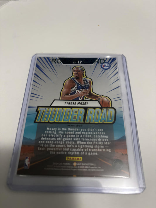 2024-25 Panini Mosaic Tyrese Maxey #12 Thunder Road Insert 76ers Prizm