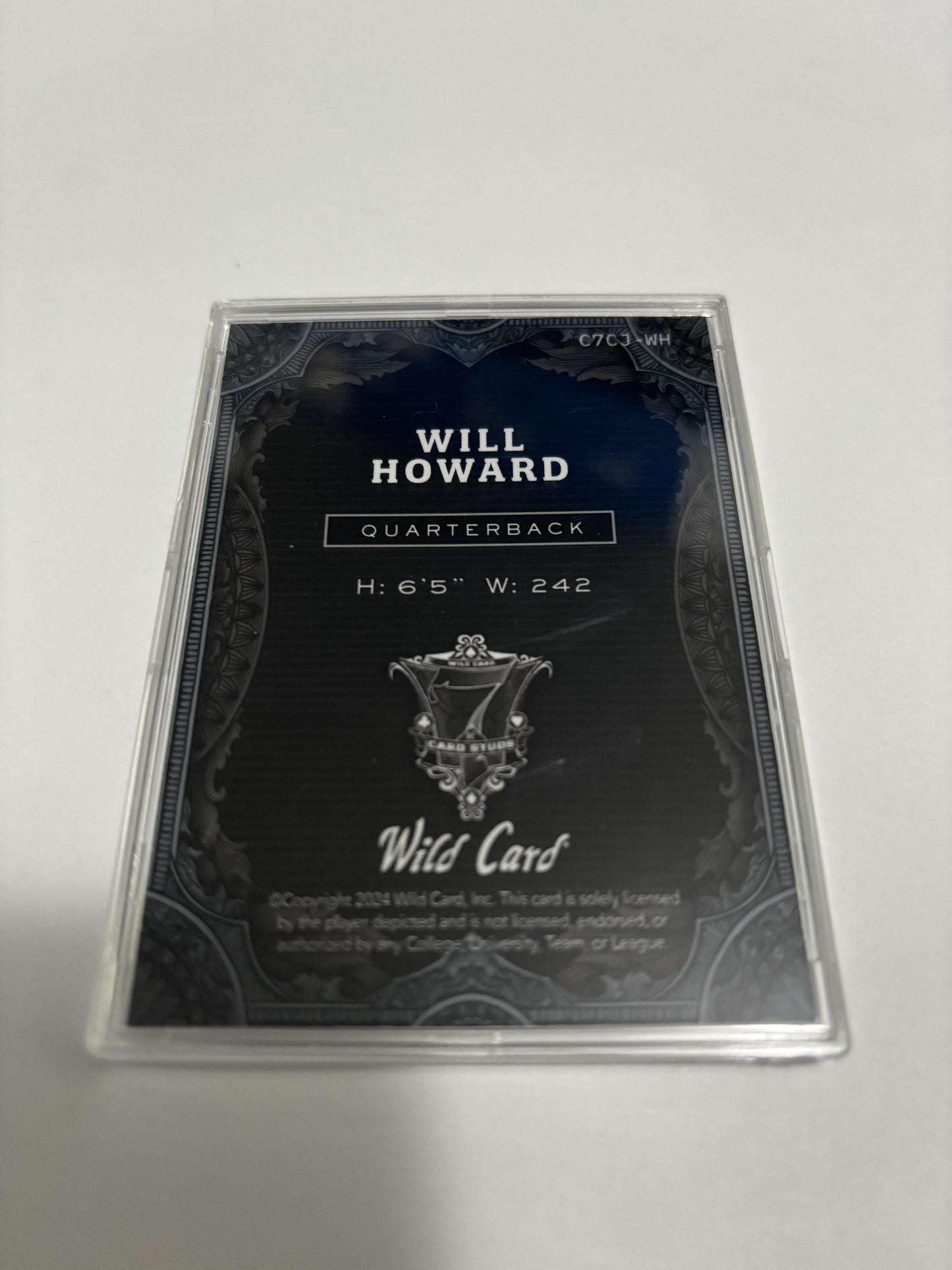 2024 Wild Card 7 Card Studs Joker Will Howard Green Foil 1/1 One of One QB