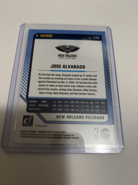 2024-25 Donruss Optic Jose Alvarado Purple Shock Prizm Parallel #125 Pelicans
