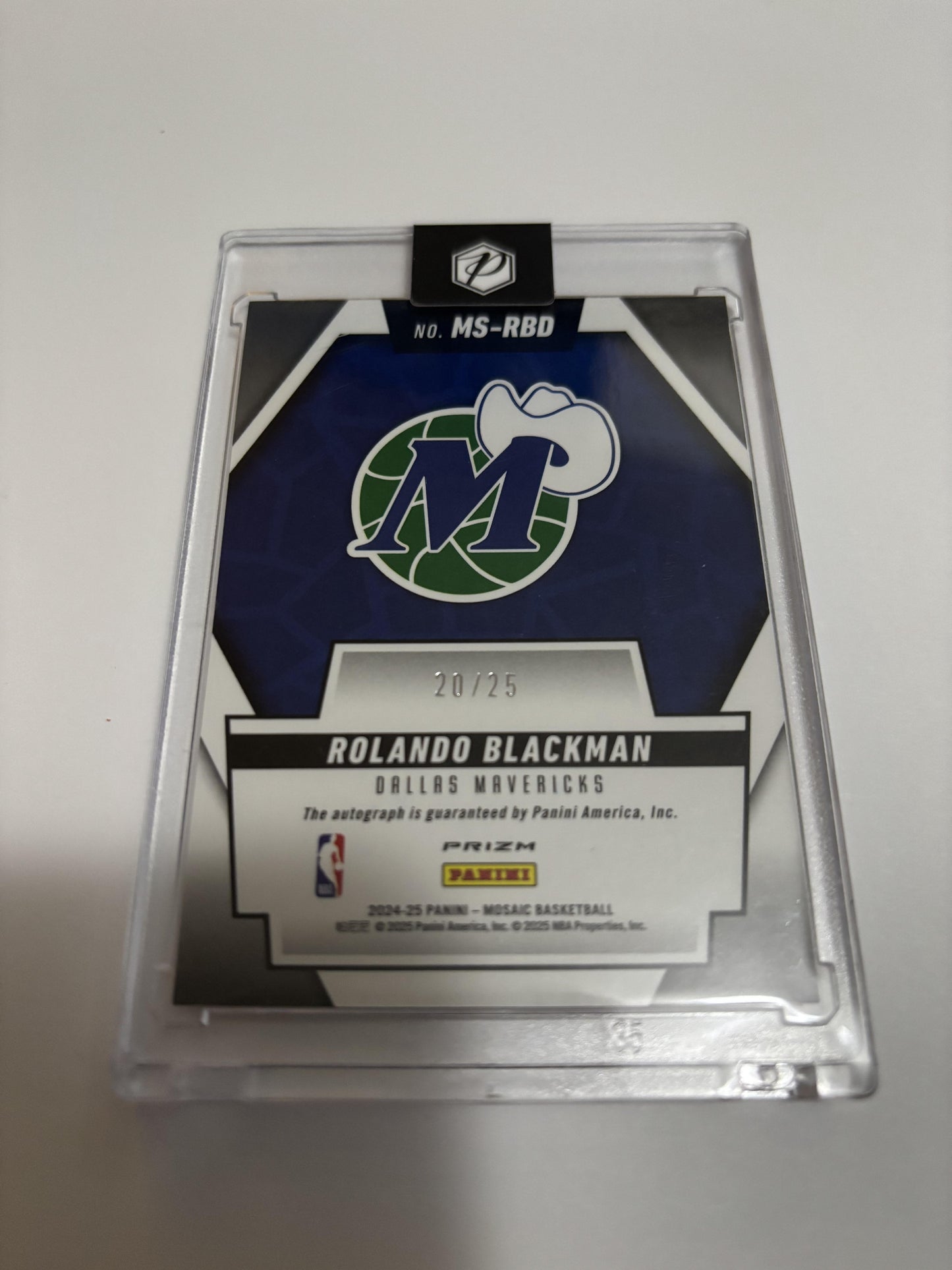 2024-25 Panini Mosaic Rolando Blackman Scripts Auto Orange Fluorescent /25 Mavs