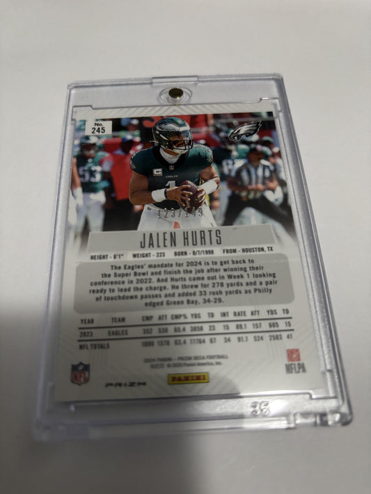 2024 Panini Prizm Deca JALEN HURTS Blue Prizm /149 Eagles QB Rare Parallel