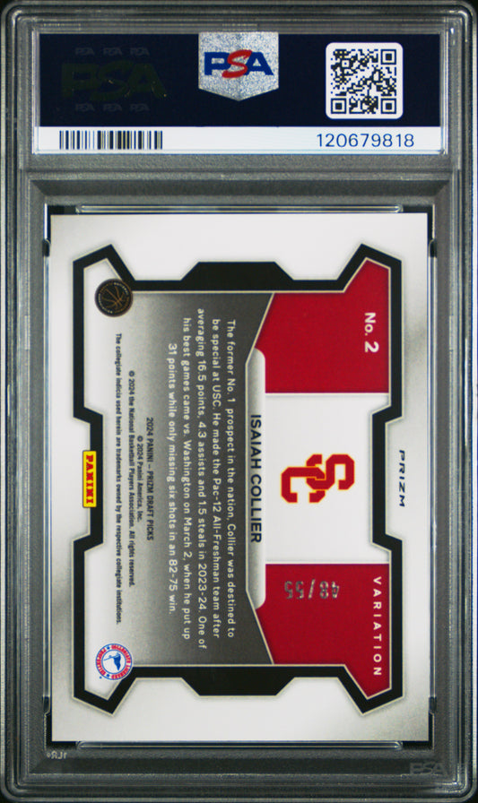 2024 Prizm Draft Picks Isaiah Collier Purple Pulsar Prizm RC /55 PSA 9 Mint USC