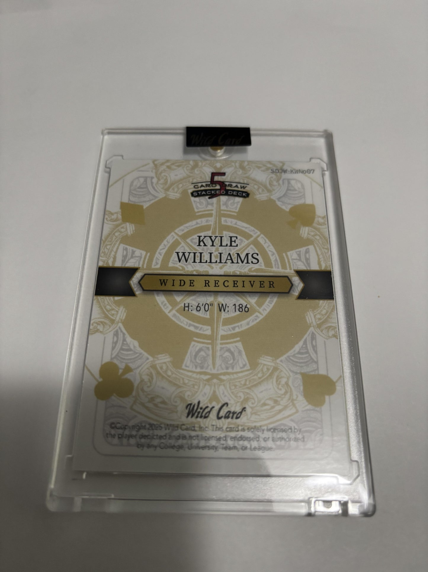 2025 Wild Card 5 Card Draw Kyle Williams Joker 1/1 One of One WR Wash State RC