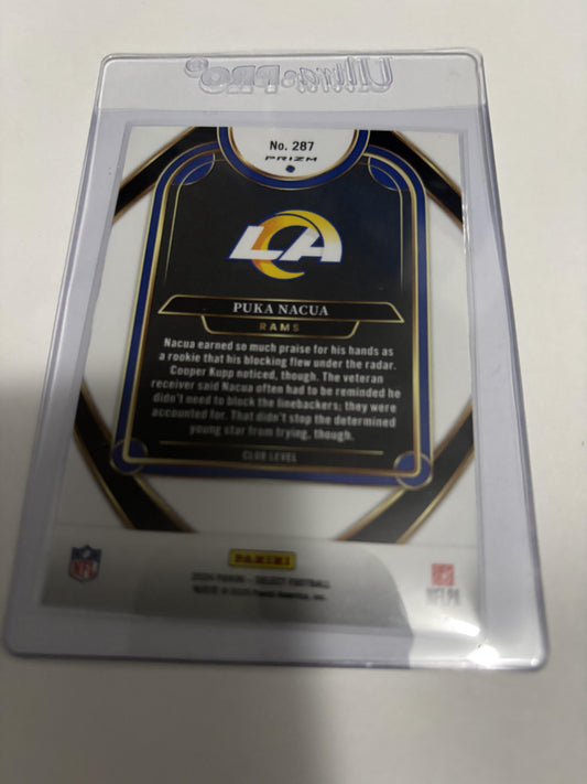 2024 Panini Select Puka Nacua #287 Club Level Green Yellow Shock Prizm Rams