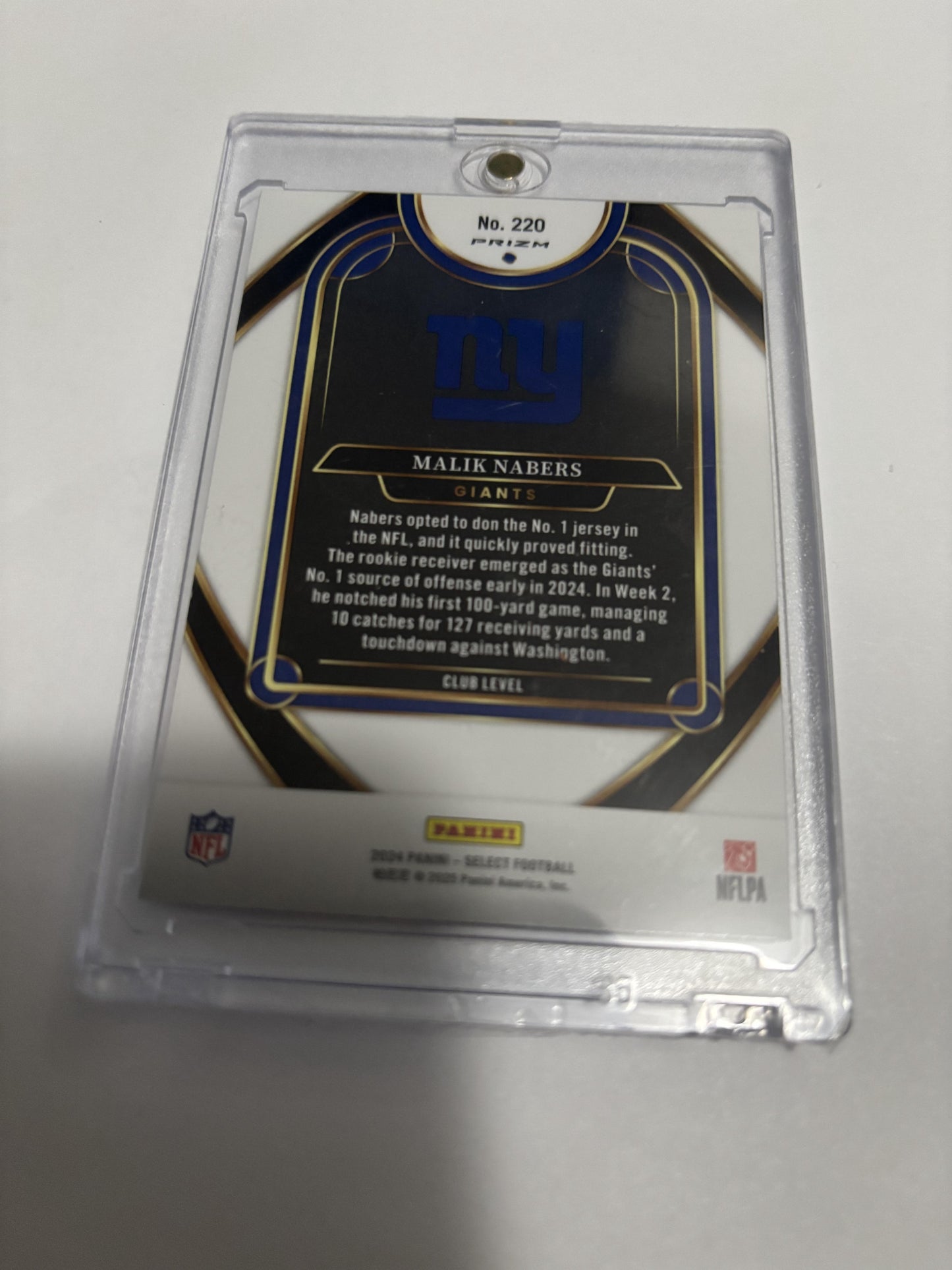 2024 Panini Select Malik Nabers RC Club Level Prizm #220 NY Giants Rookie