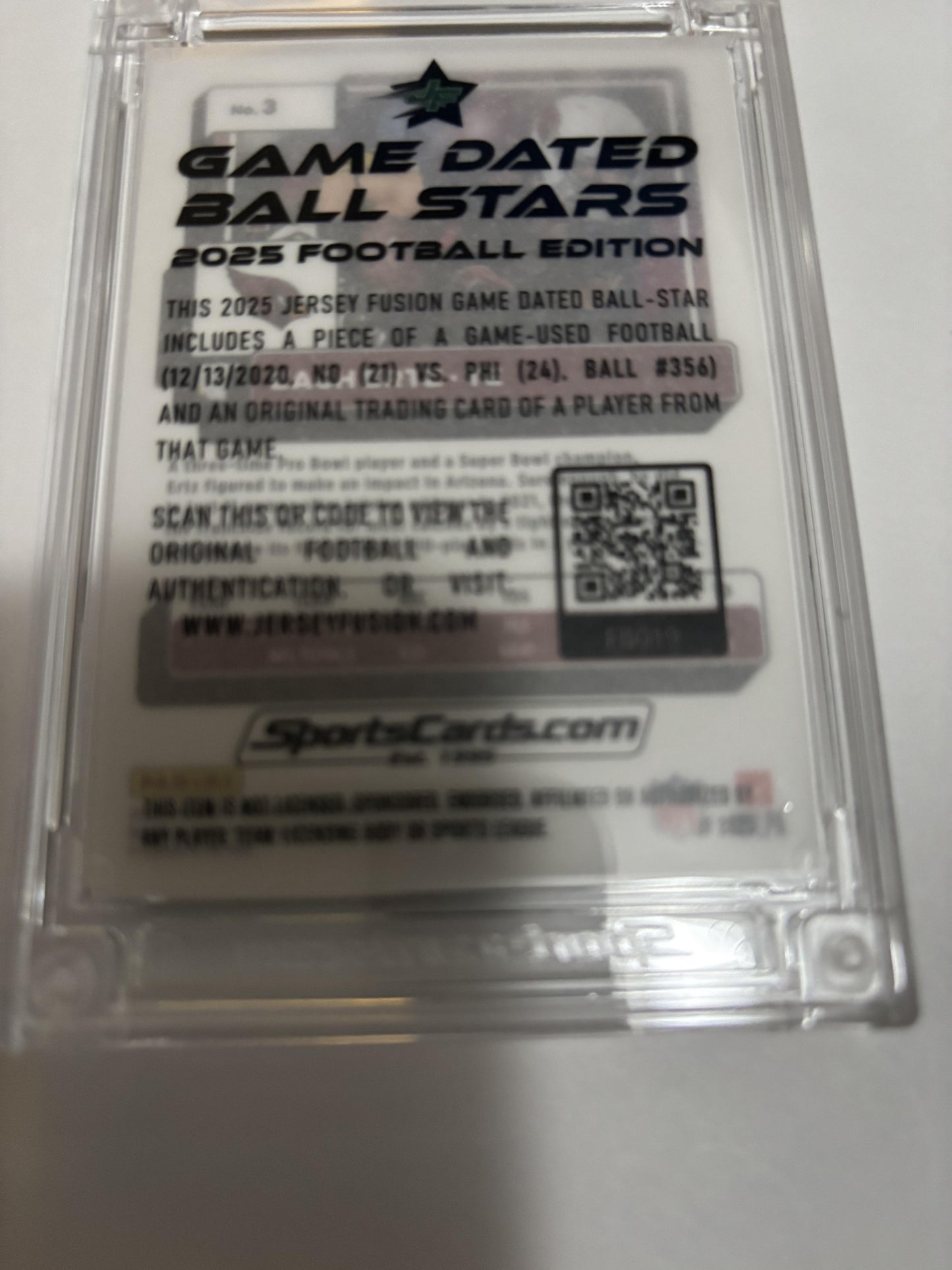 2025 Jersey Fusion Zach Ertz Game Used Ball /68 Cardinals Ball Stars #3