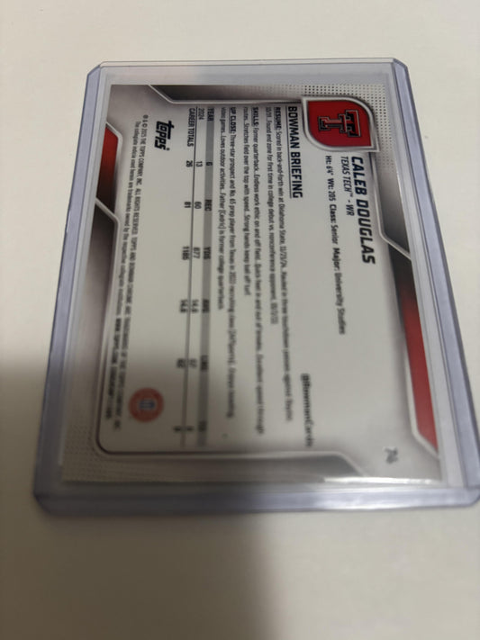 2025 Bowman Chrome Caleb Douglas Gold Refractor 1st Bowman /50 Texas Tech
