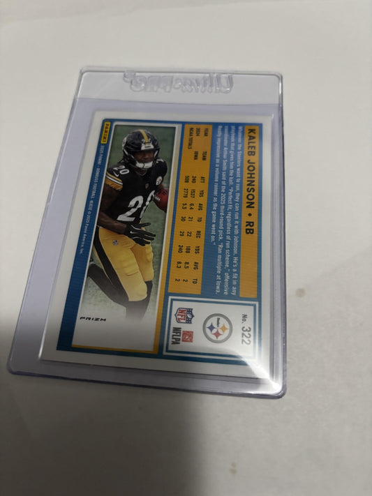 2025 Donruss Optic Kaleb Johnson Rated Rookie PINK VELOCITY Prizm #322 RC