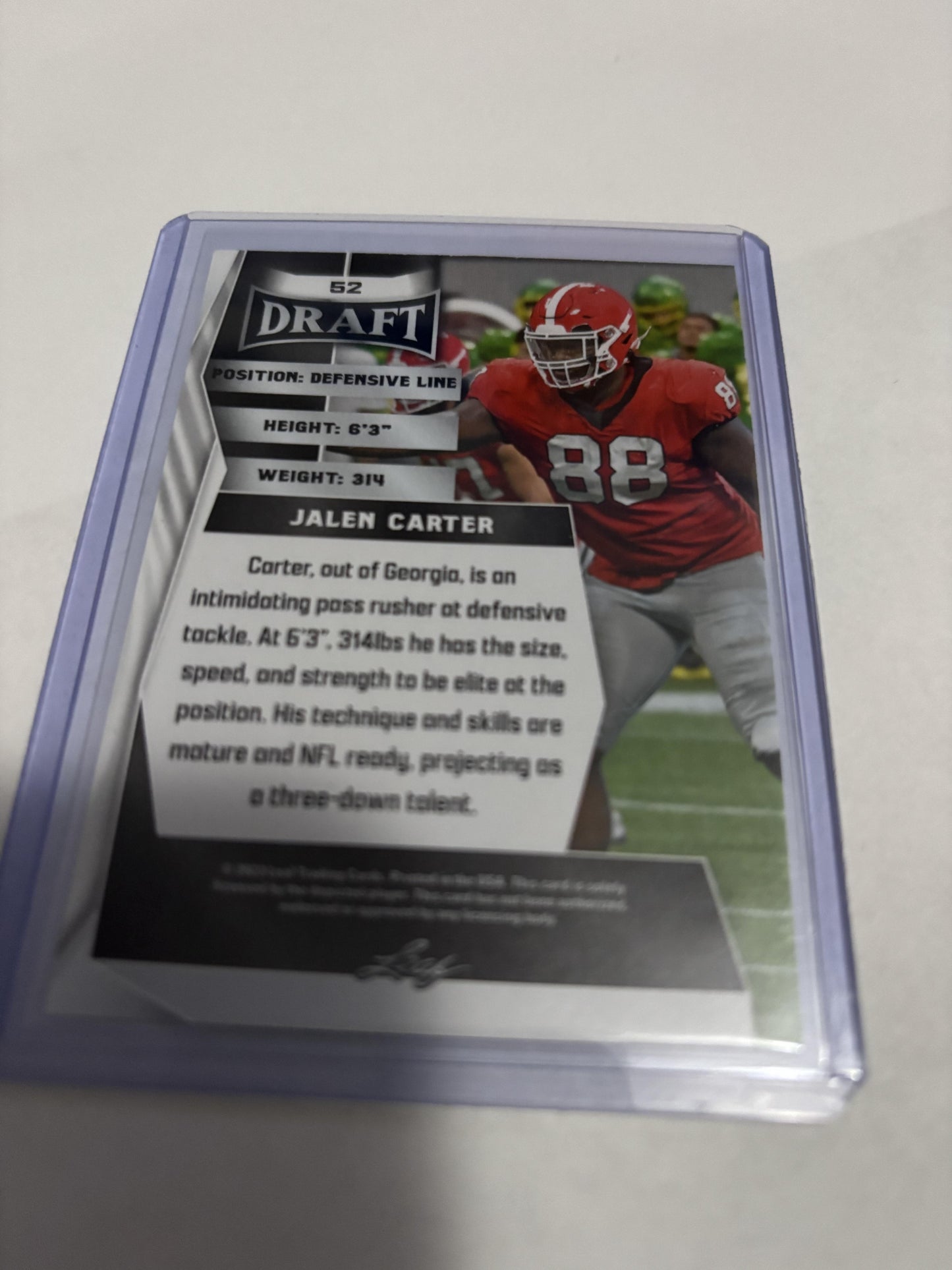 Jalen Carter 2023 Leaf Draft #52 Georgia