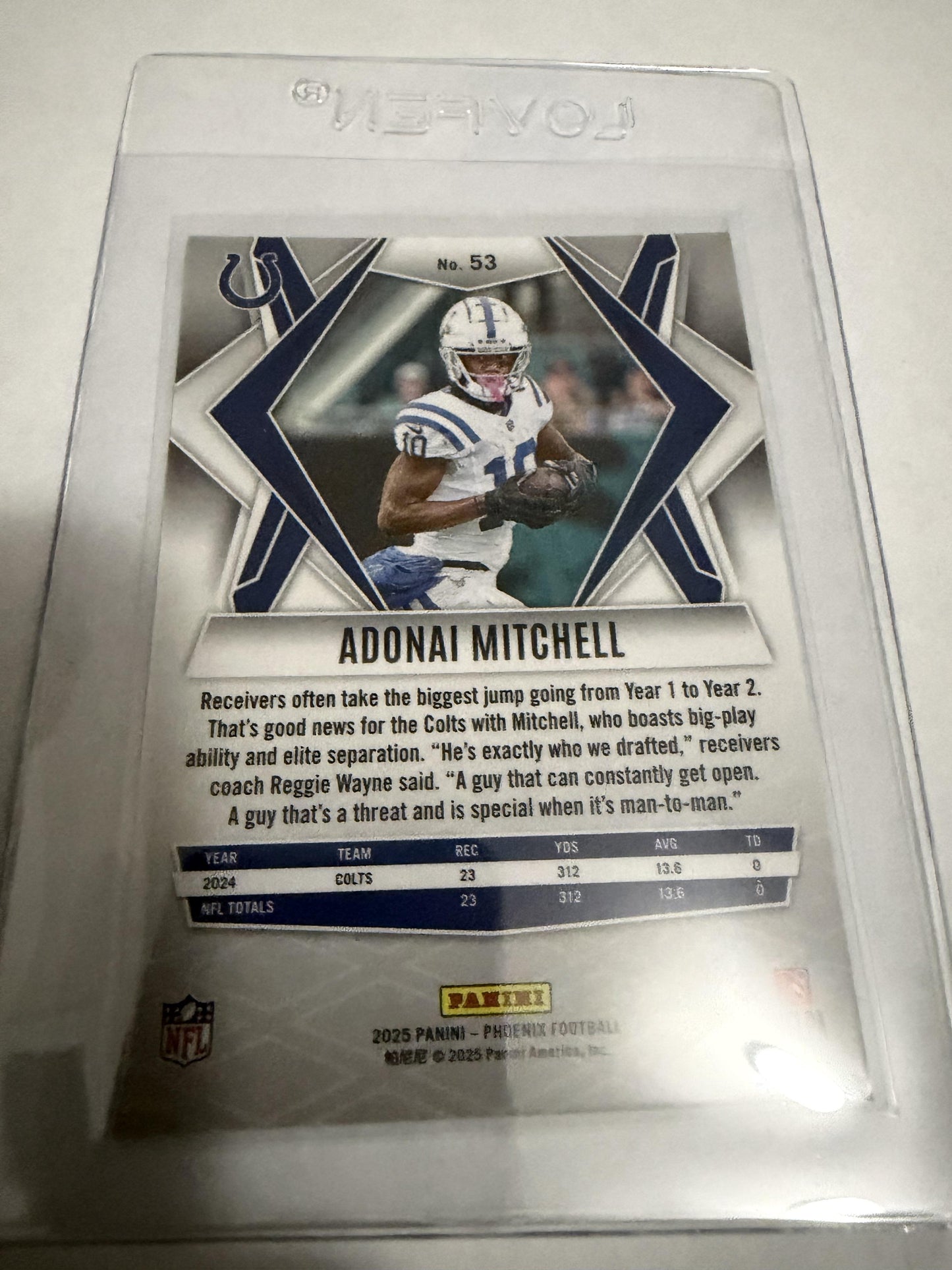 2025 Panini Phoenix Adonai Mitchell Silver Prizm #53 Colts