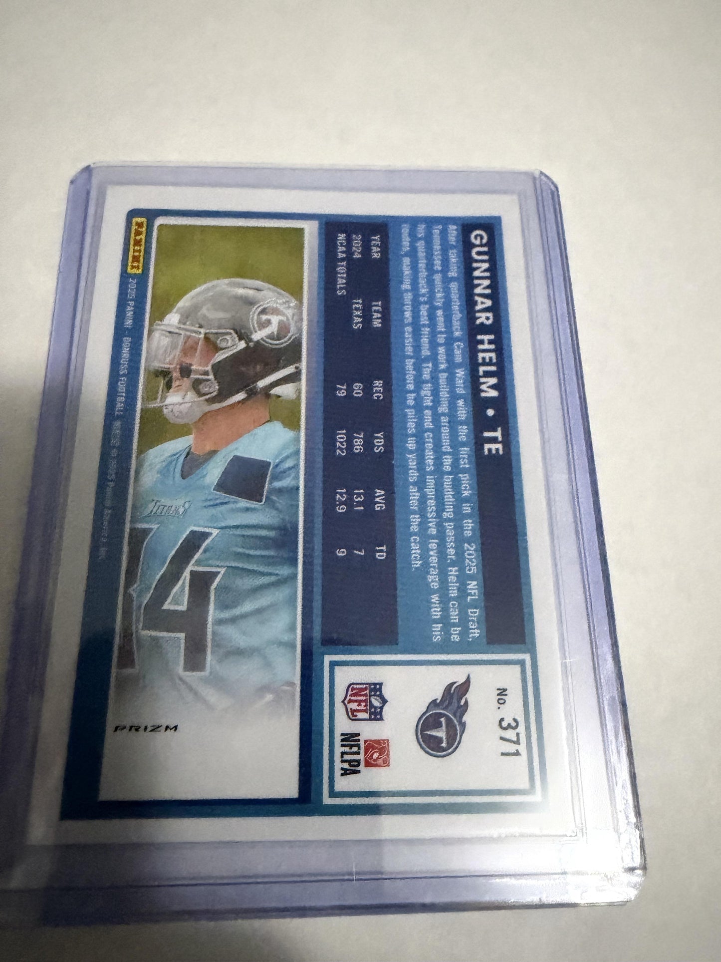 2025 Donruss Optic Gunnar Helm #371 Rated Rookie Pink Prizm Titans RC