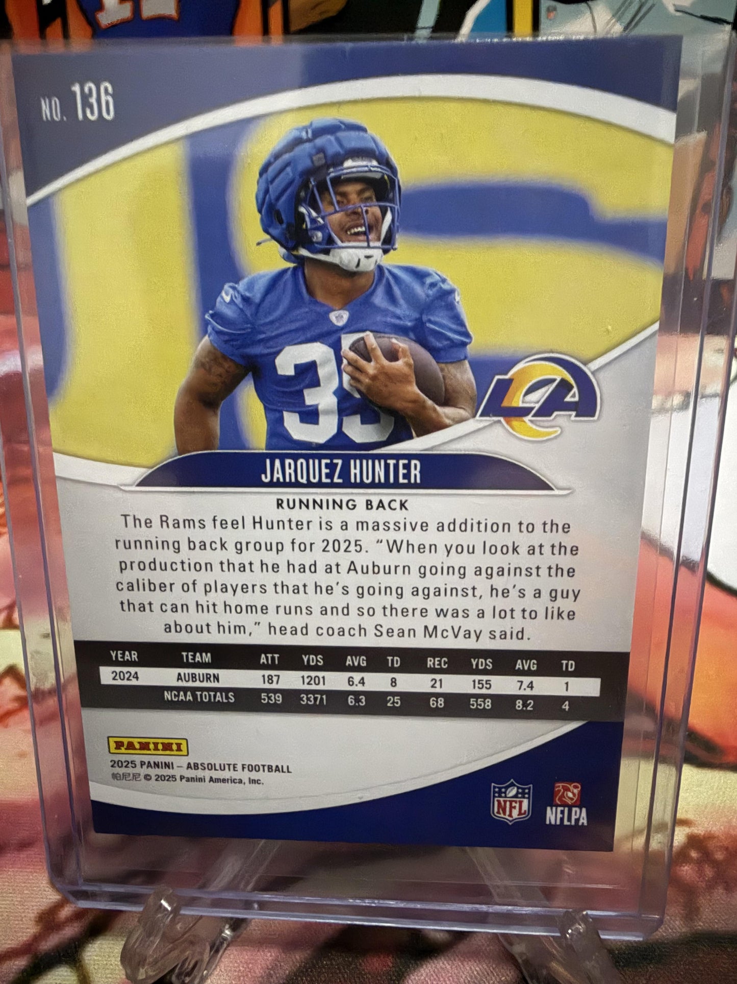 2025 Panini Absolute Jarquez Hunter Blue Ice Prizm Rookie RC #136 Rams