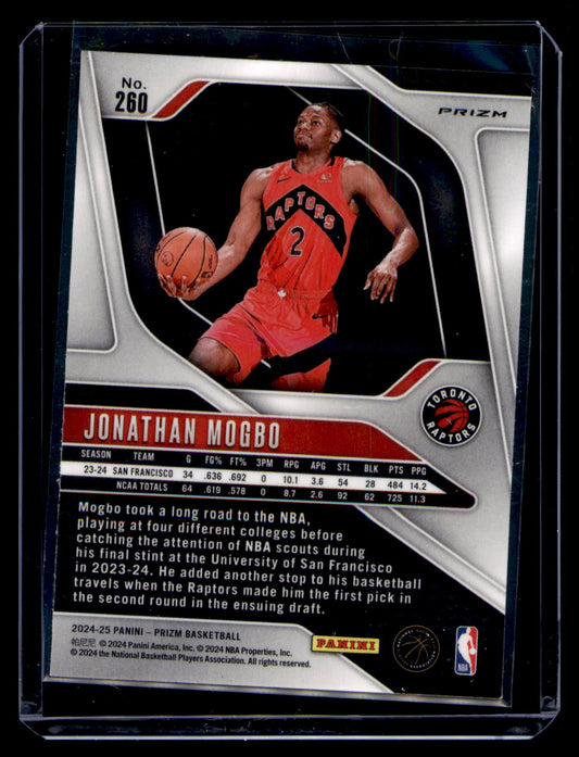 2024-25 Panini Prizm Jonathan Mogbo #260 Green Prizm Rookie RC Card Raptors