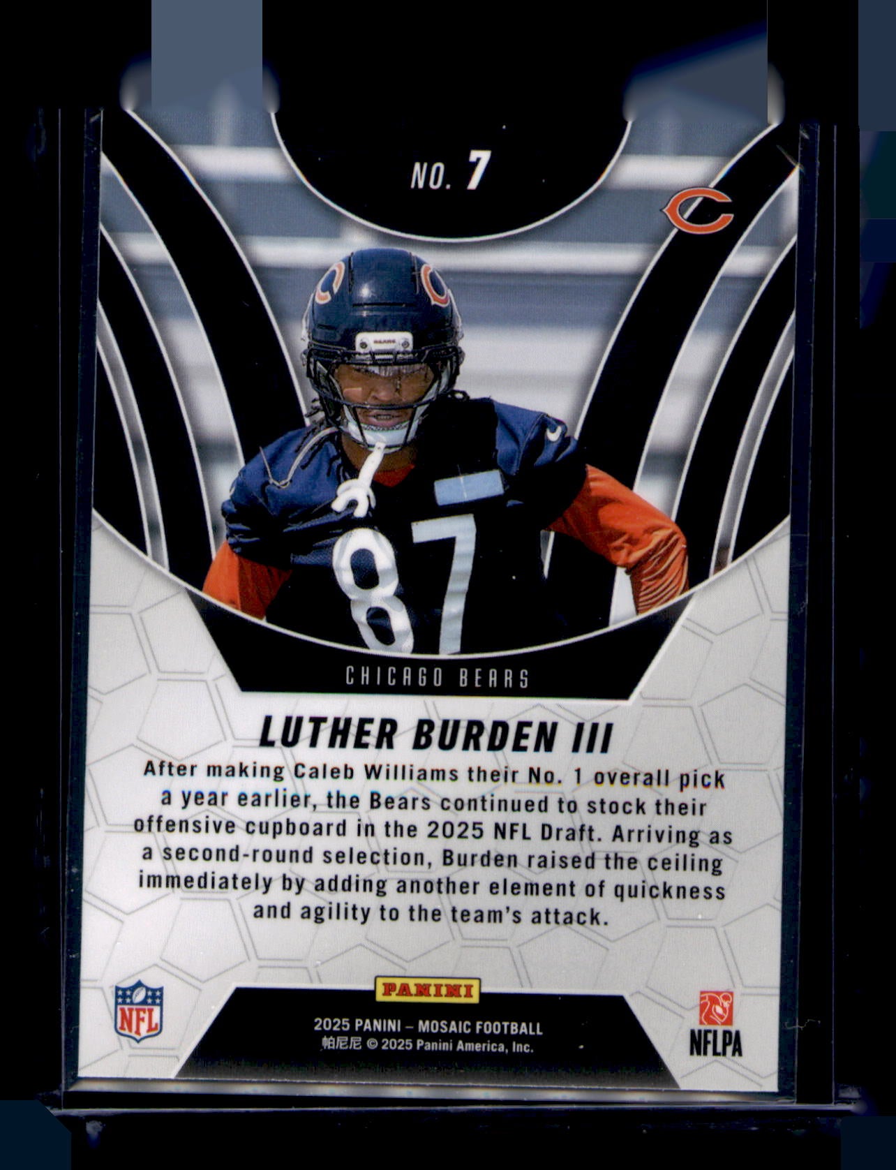 2025 Panini Mosaic Luther Burden III Elevate Rookie #7 Chicago Bears RC