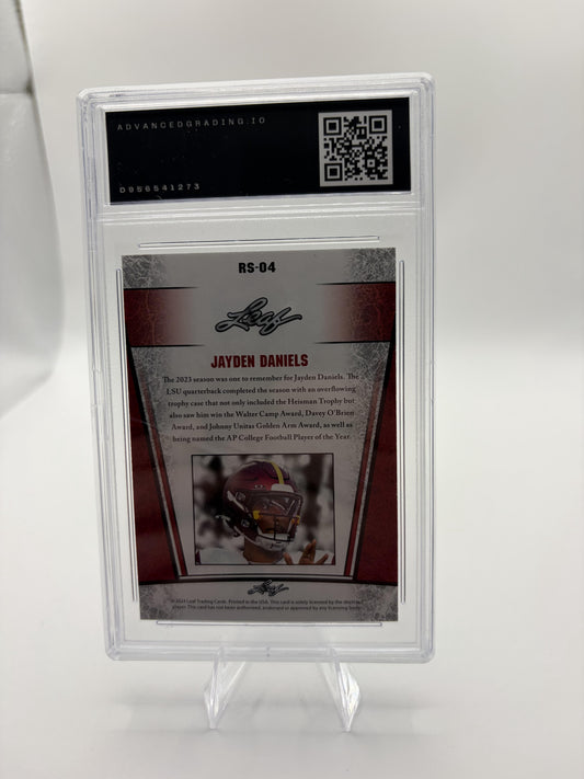 2024 Leaf Jayden Daniels #RS-04 Card Advanced Grading 10 GEM MINT Rookie RC