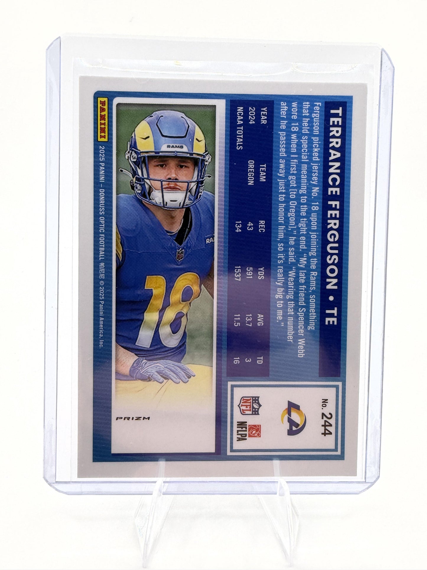 2025 Panini Donruss Optic Terrance Ferguson #244 Blue Hyper Card Rams Rookie RC