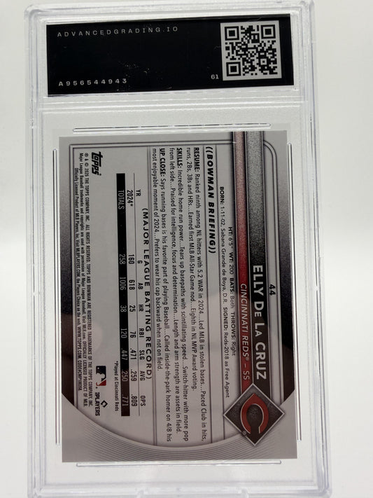 2025 Topps Bowman Elly De La Cruz #44 Cincinnati Reds Card Gem Mint 10