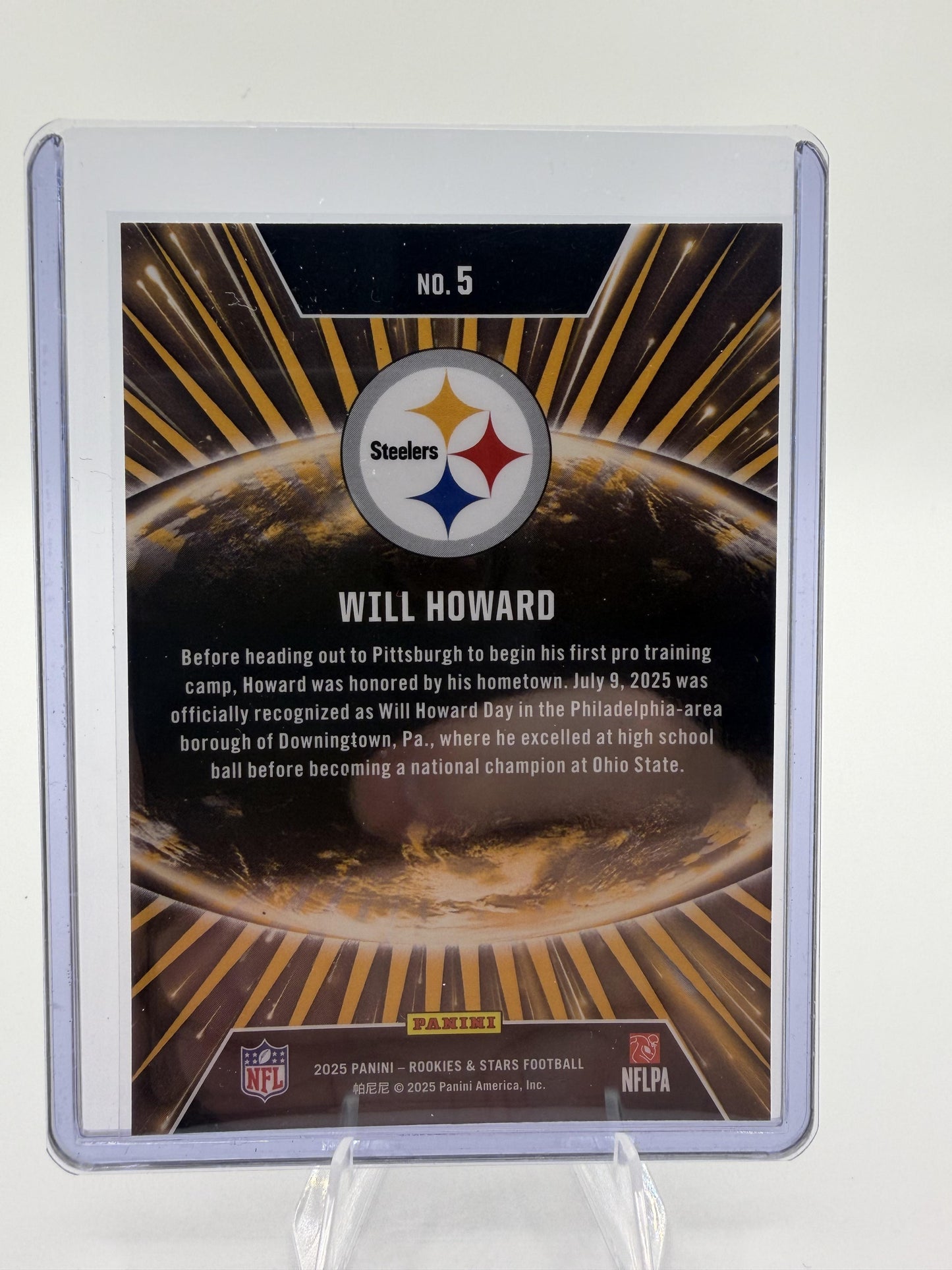 2025 Panini Rookies & Stars Will Howard Stellar Rookies RC Card #5 Steelers