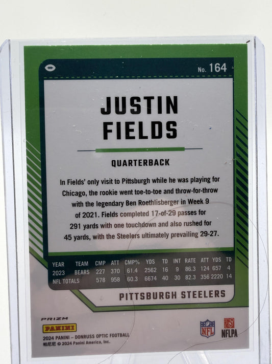 2024 Panini Donruss Optic Justin Fields Blue Stars Prizm Card #164