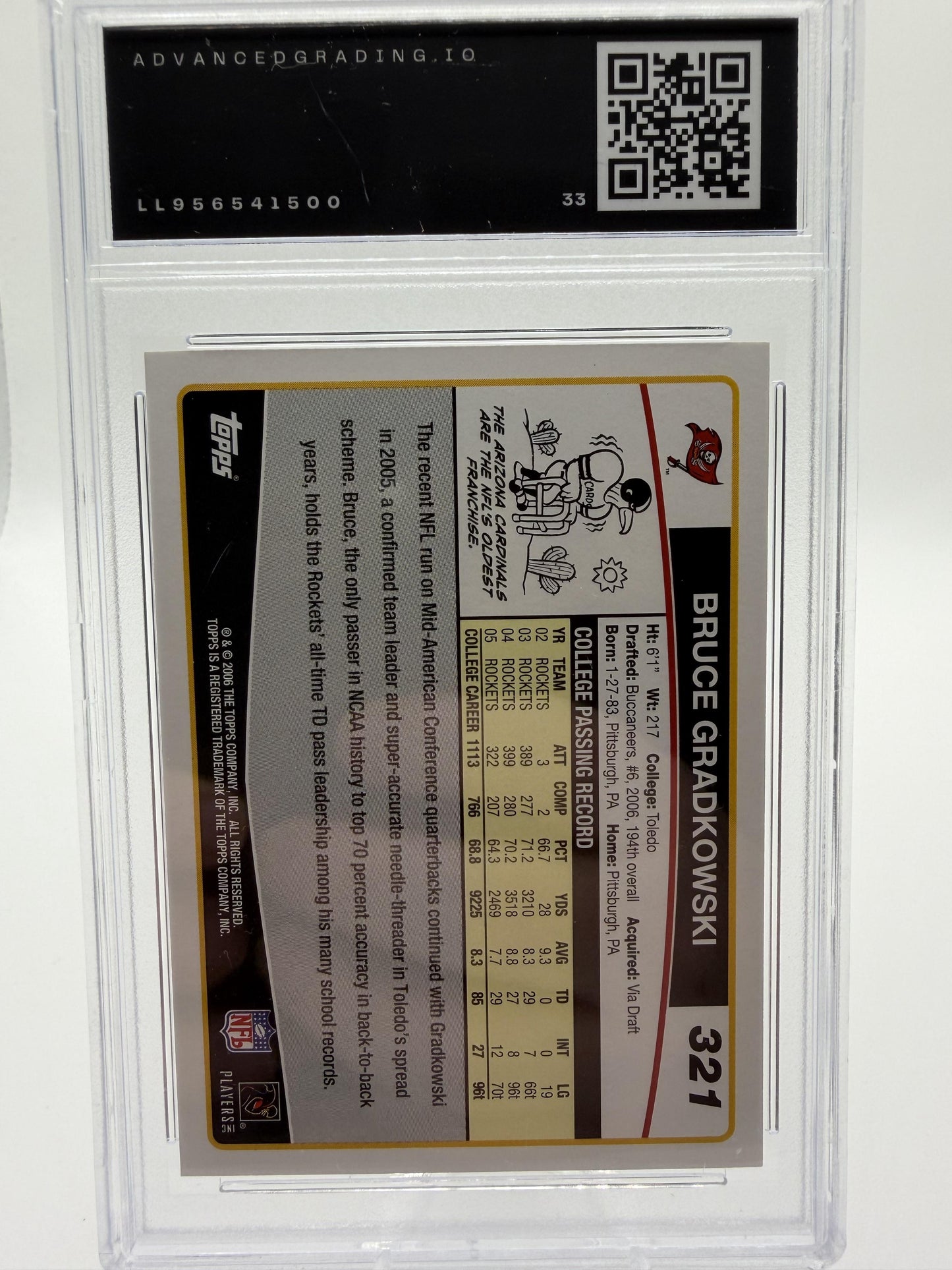 2006 Topps Bruce Gradkowski Rookie Card #321 Buccaneers AG 8 NEAR MINT