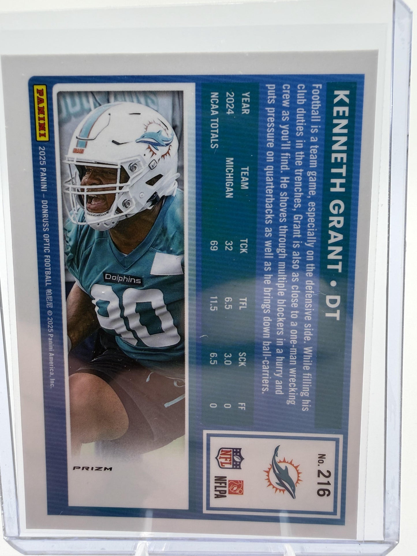 2025 Donruss Optic Kenneth Grant Rated Rookie Purple Shock Prizm Card #216
