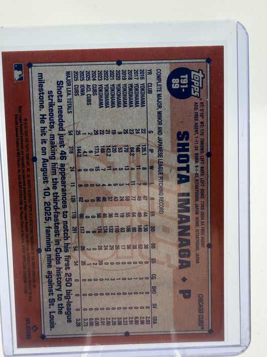 2026 Topps Shota Imanaga Topps 75 Years of Baseball #T91-89 Cubs Pitcher Card