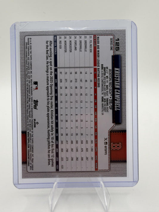 2025 Topps Kristian Campbell Future Stars #125 Red Sox Rookie Cup Card