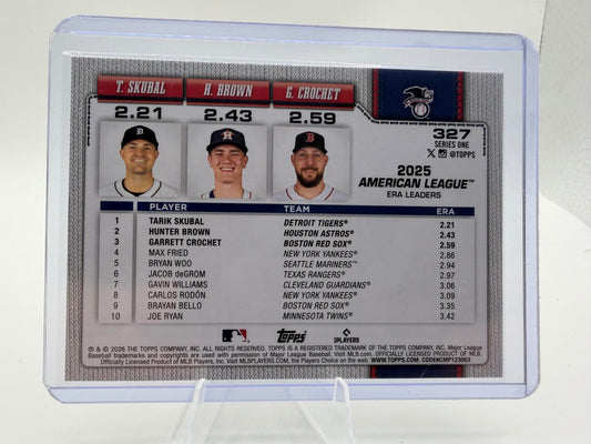 2025 Topps American League ERA Leaders #327 Skubal Brown Crochet Card 2026