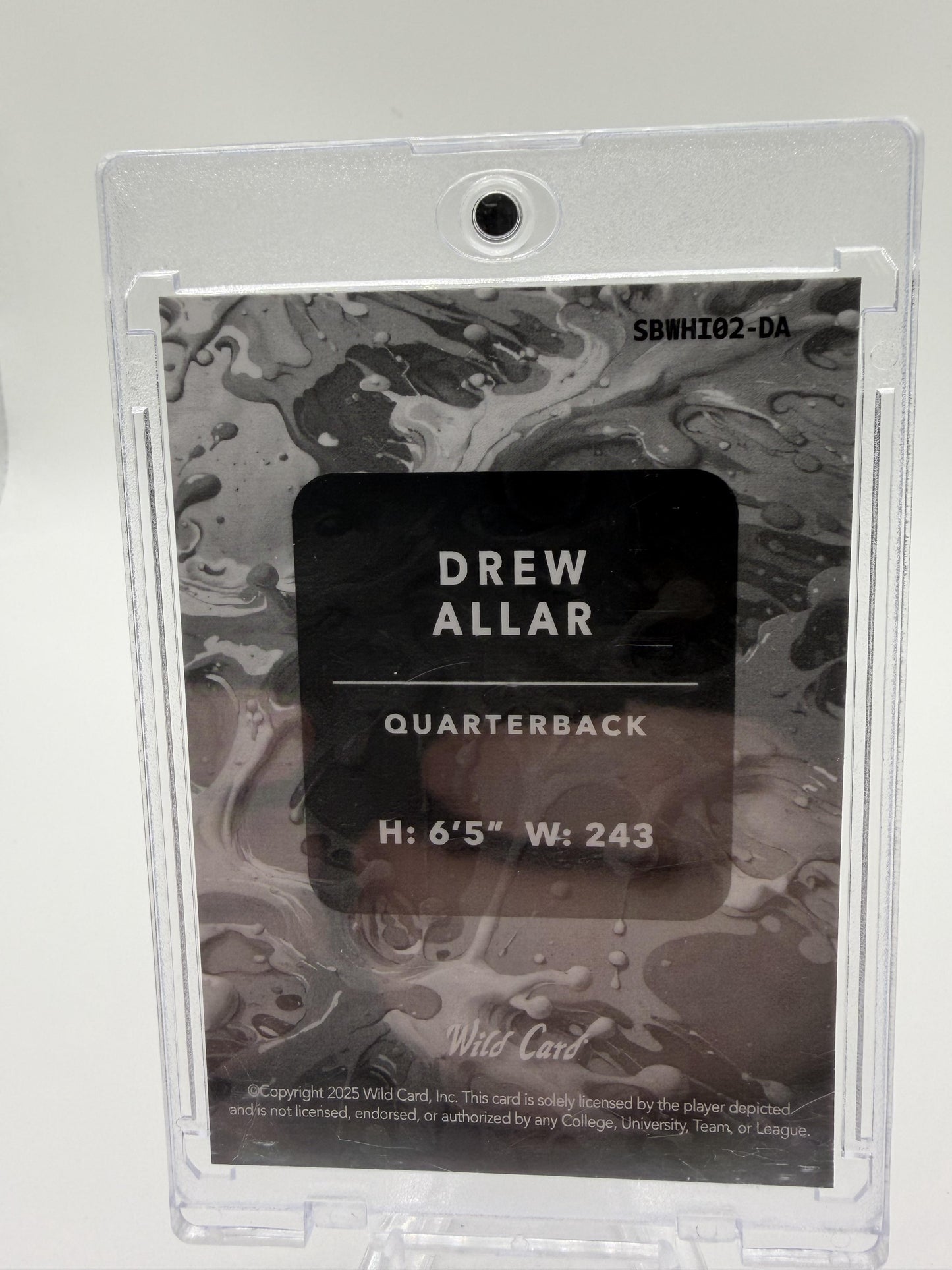 2025 Wild Card Splat Drew Allar Card Splat White Parallel