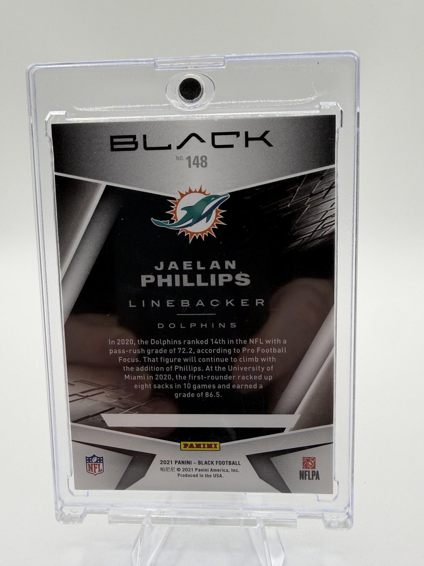 2021 Panini Black Jaelan Phillips Rookie Card – Miami Dolphins #05/10 RARE