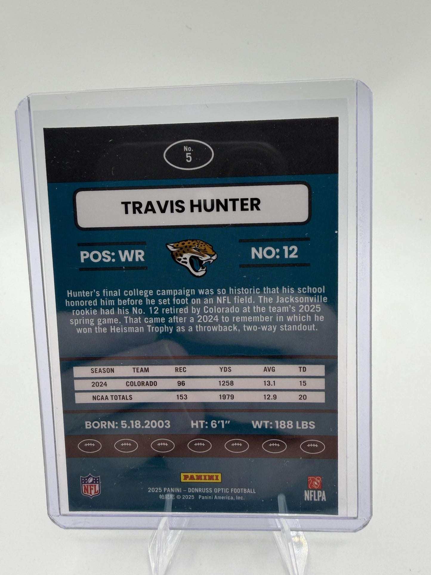 2025 Donruss Optic Travis Hunter Retro 2015 Rated Rookie #5 Jaguars RC