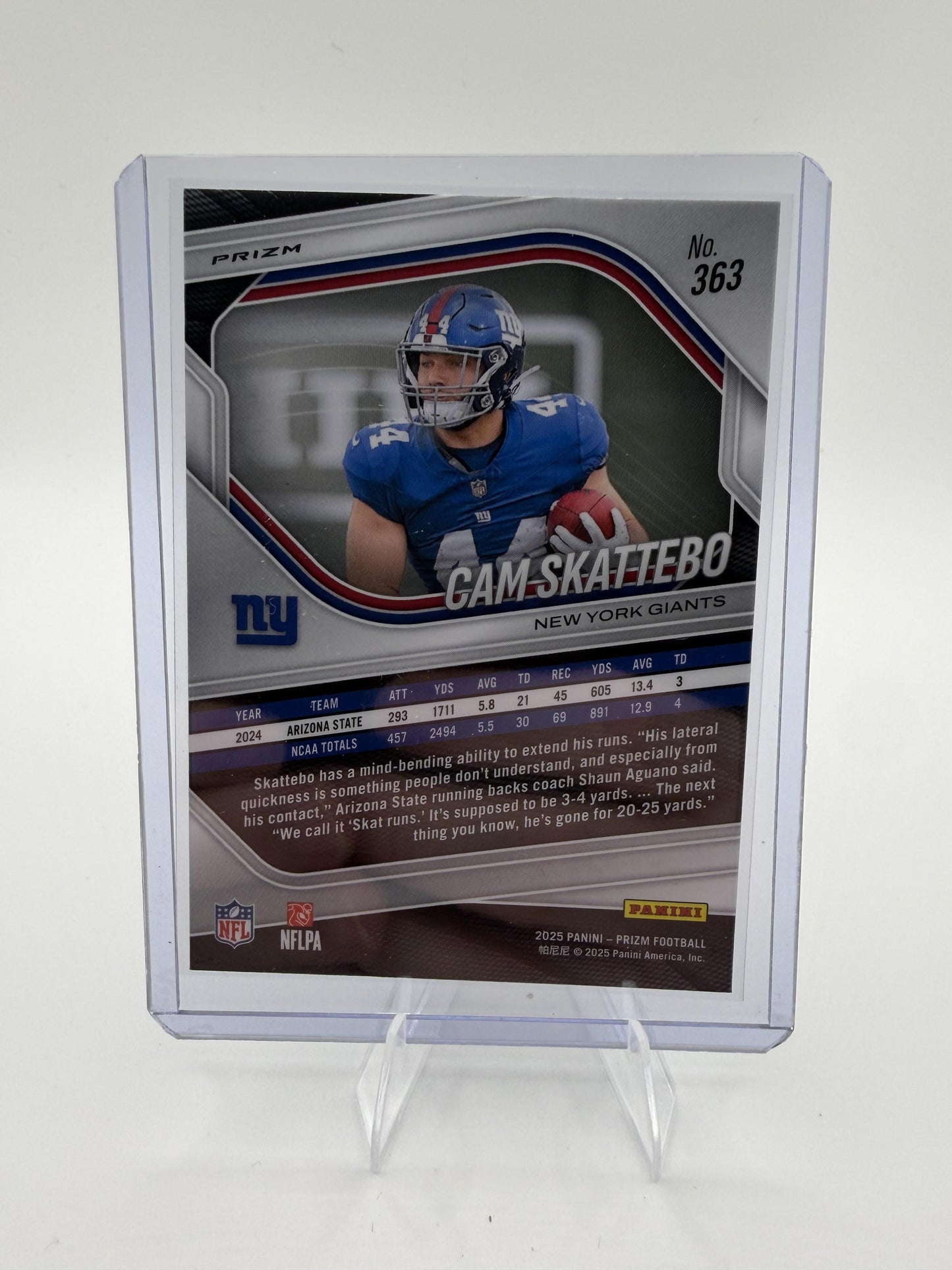 2025 Panini Prizm Cam Skattebo #363 White Disco Rookie Card Giants RC