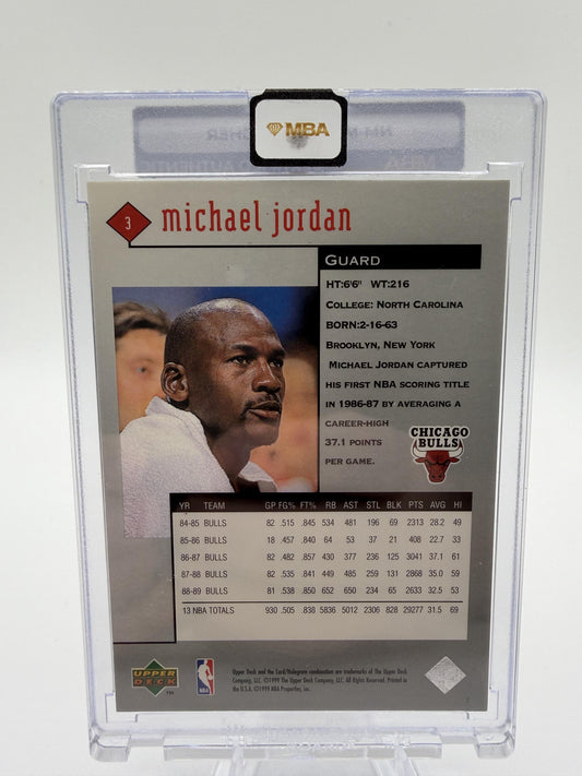 1999 Upper Deck Black Diamond Michael Jordan #3 Bulls Card MBA Authenticated