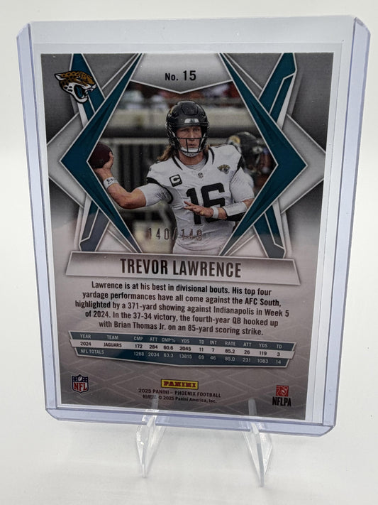 2025 Panini Phoenix Trevor Lawrence #15 Green Fire Prizm Parallel /149 Jaguars