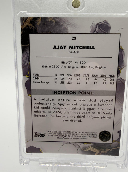 2025 Topps Inception Ajay Mitchell Rookie Card #29 OKC Thunder Green Parallel