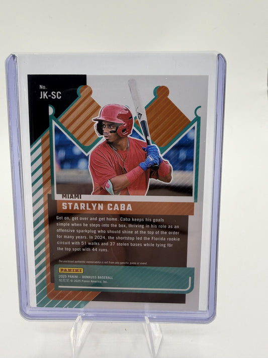 2025 Donruss Starlyn Caba Jersey Kings Red Parallel Card /99 Marlins Relic