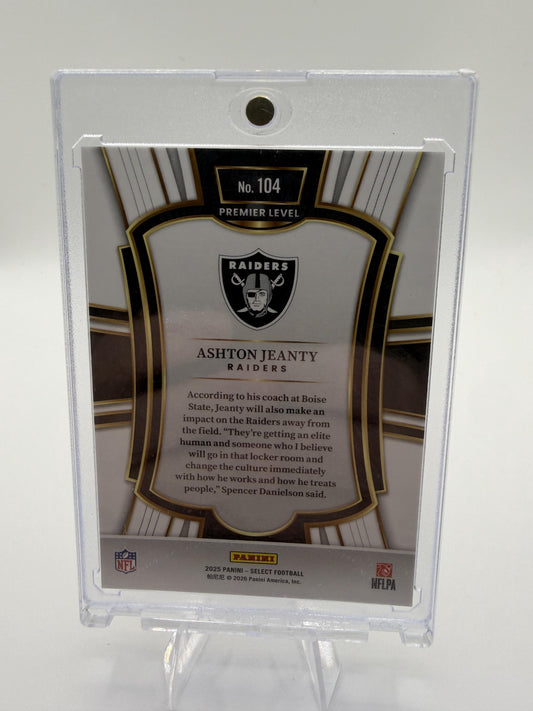 2025 Panini Select Ashton Jeanty Premier Level Silver Prizm Rookie Card #104 RC