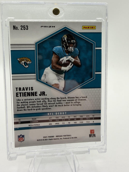 2021 Panini Mosaic Travis Etienne Jr. NFL Debut Green Mosaic Prizm Card #253 RC