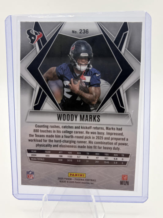 2025 Panini Phoenix Woody Marks Silver Prizm Rookie RC Card #236 Texans
