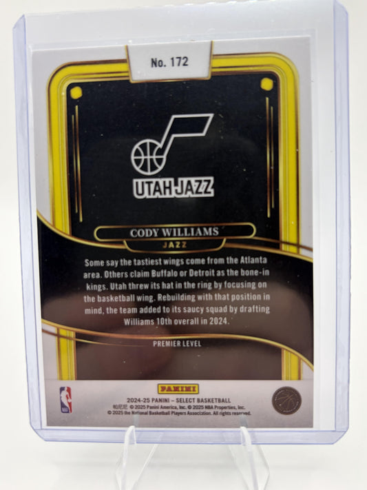 2024-25 Select Cody Williams Premier Level Rookie RC Card #172 Jazz