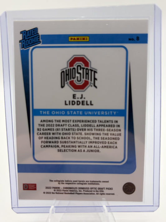 2022 Donruss Optic E.J. Liddell Rated Rookie Holo Card #8 Ohio State Buckeyes