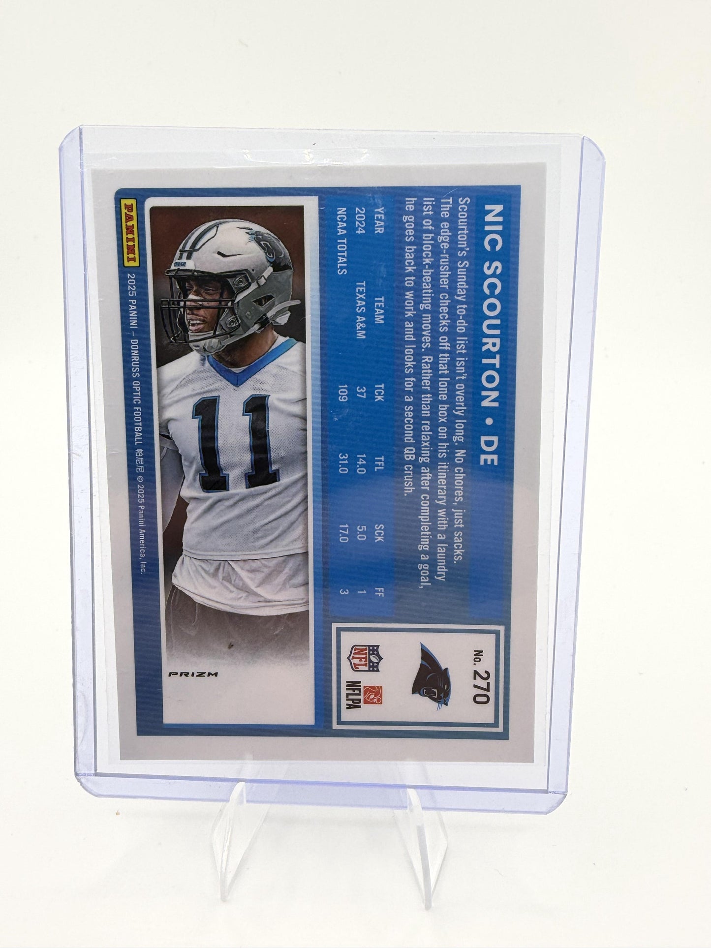 2025 Donruss Optic Nic Scourton Rated Rookie Silver Holo Prizm Card #270 RC