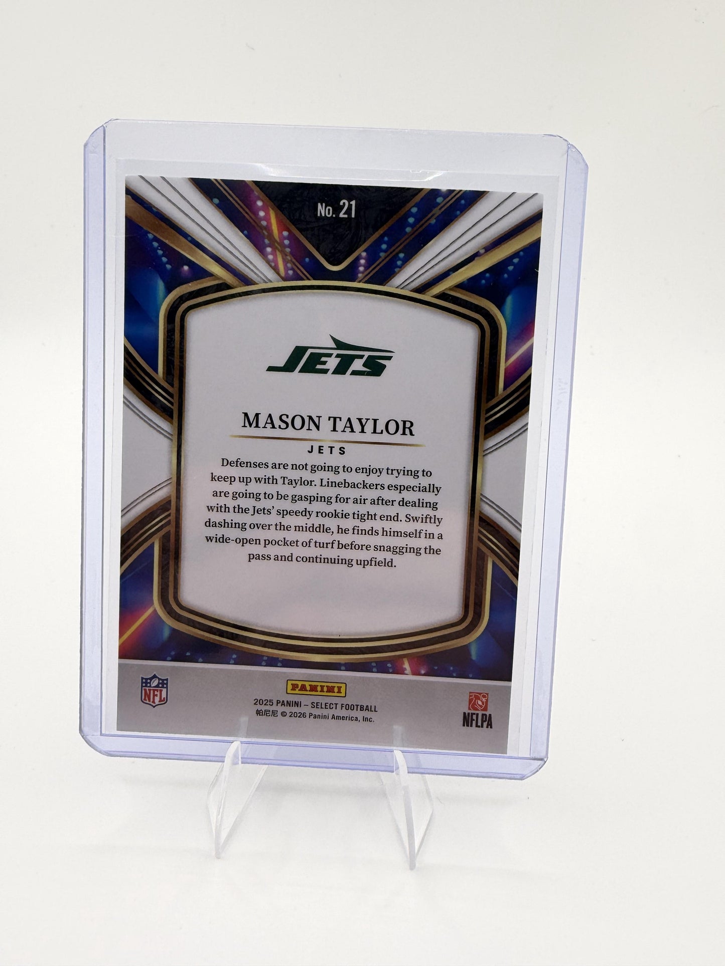 2025 Panini Select Mason Taylor Future Prizm Card #21 Jets Rookie RC Insert
