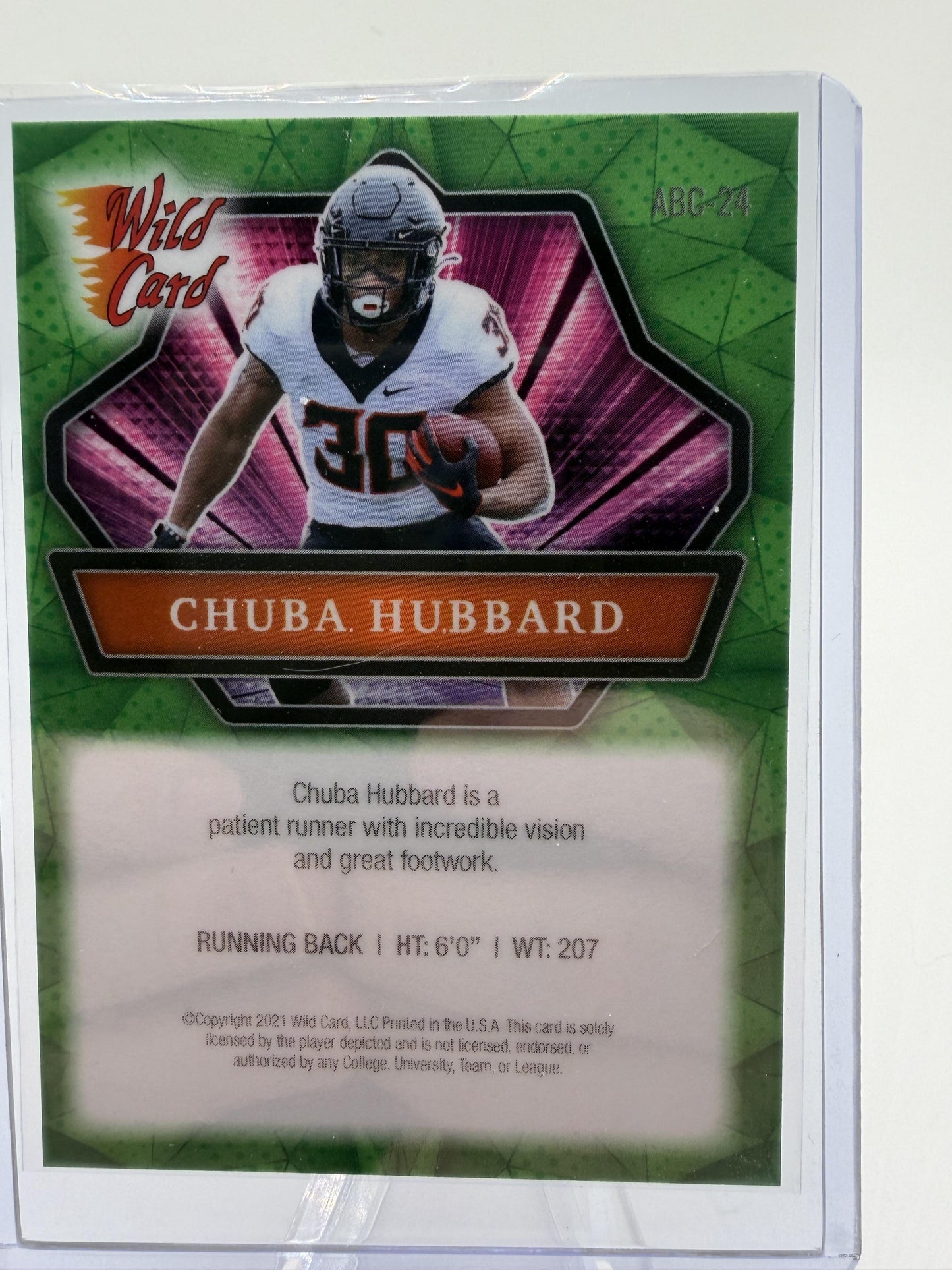 2021 Wild Card Alumination Chuba Hubbard Green Parallel RC Card #ABC-24