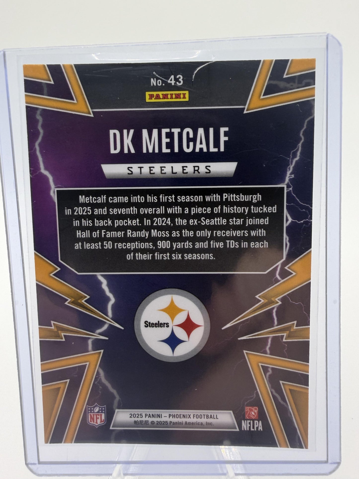 2025 Panini Phoenix DK Metcalf Thunderbirds Parallel Steelers Card #43