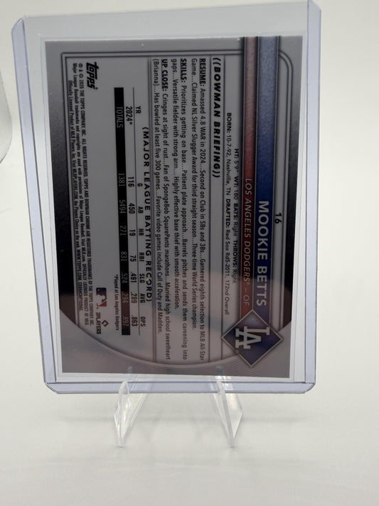 2025 Bowman Chrome Mookie Betts Mojo Refractor Card #16 Los Angeles Dodgers