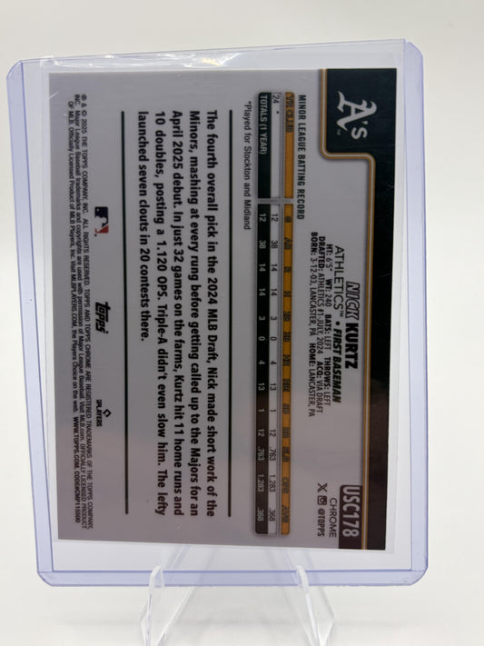 2025 Topps Chrome Nick Kurtz RC Rookie Card #USC178 Sepia Refractor A’s