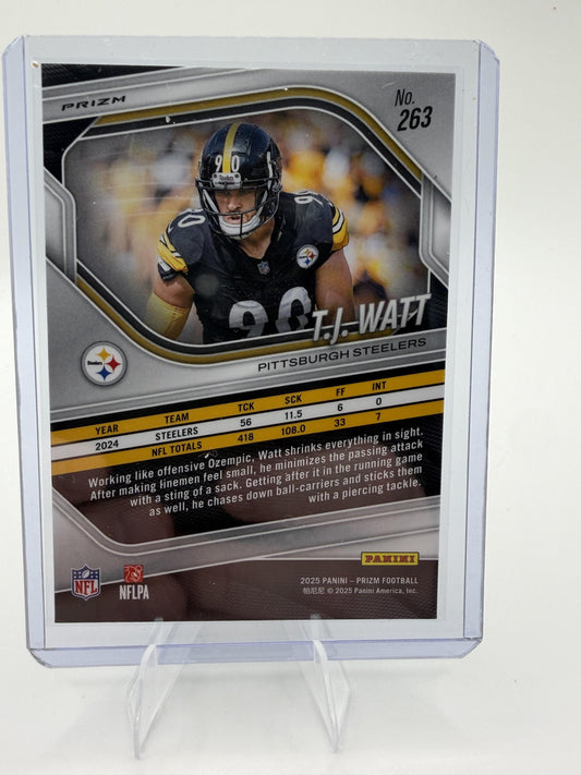 2025 Panini Prizm T.J. Watt Steelers Card Silver Prizm Pulsar Disco #263