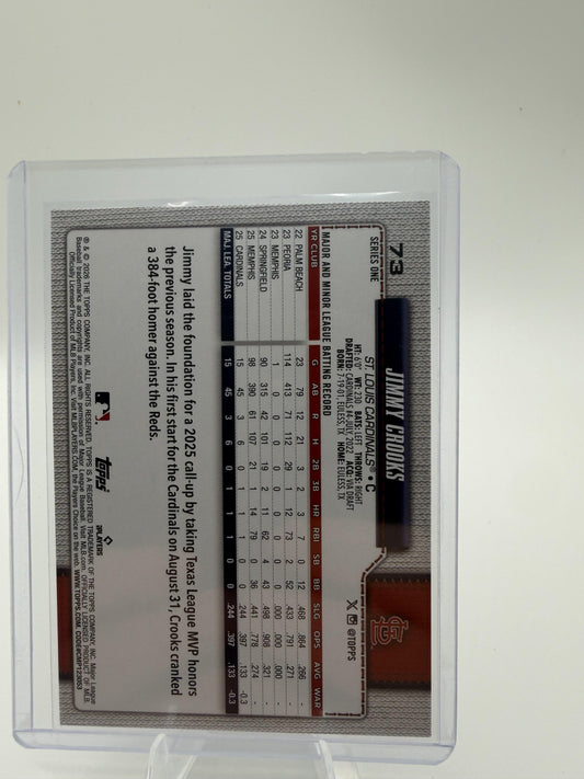 2026 Topps Jimmy Crooks RC Silver Crackle Foil Parallel Baseball Card #73