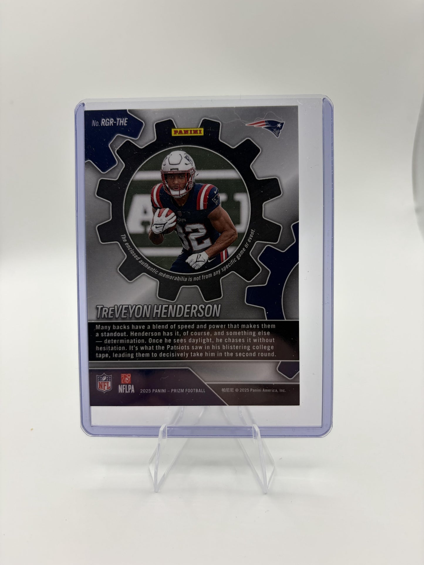 2025 Panini Prizm TreVeyon Henderson Rookie Gear Relic Card #RGR-THE Patriots